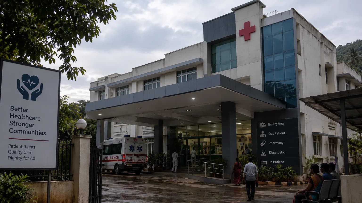 Exterior of a private hospital building representing Karnataka's proposed law on body handover disputes